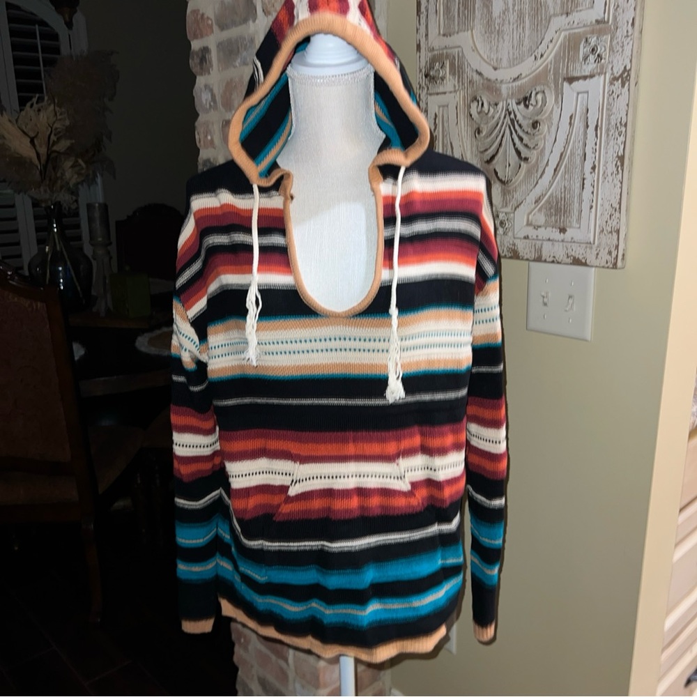 Cotton & Rye Outfitters Sweater Women’s Size M Western Knit  Hoodie Multicolored